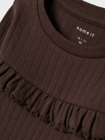 NAME IT Langærmet Bluse Lalla Seal Brown